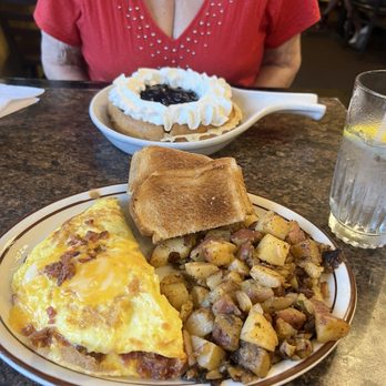 Brigs Great Beginnings - Bacon and cheese omelet with home fries - Breakfast & Brunch Near Me - Raleigh, North Carolina