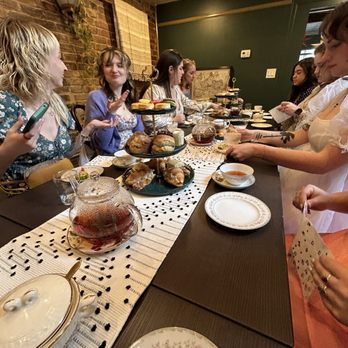 The Queen's Library Tea Room - Our table set up and the regular tea tower - Tea Rooms Near Me - Richmond, Virginia The Queen's Library Tea Room - Our table set up and the regular tea tower - Tea Rooms Near Me - Richmond, Virginia