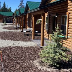 Cabin Village - Looking down a row of cabins.