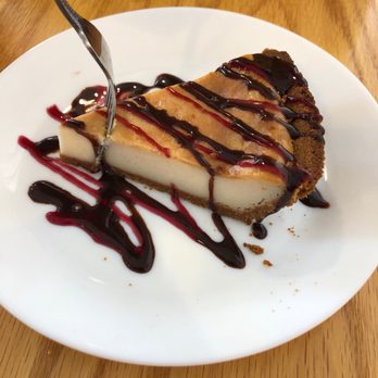 Jeff's Vegan - Cheesecake with raspberry and chocolate drizzle 10/10! Very good - Vegan Near Me - Frisco, Texas Jeff's Vegan - Cheesecake with raspberry and chocolate drizzle 10/10! Very good - Vegan Near Me - Frisco, Texas