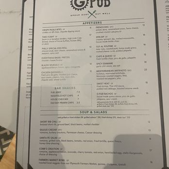 G Pub - Menu: appetizers, soups, and salads - Gastropubs Near Me - Plymouth, Massachusetts