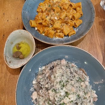 Metropolis - Chicken mushroom risotto and sausage rigatoni - New American Near Me - Boston, Massachusetts
