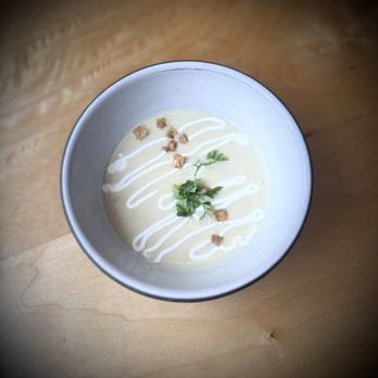 Finistere - Potato and leek soup - New American Near Me - Port Townsend, Washington Finistere - Potato and leek soup - New American Near Me - Port Townsend, Washington