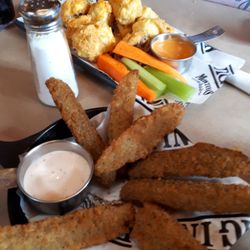 Montana's BBQ & Bar - The cauliflower wings  and deep fried pickles  were a treat.