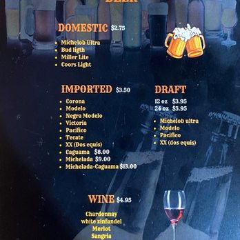 Monarca Mexican Resturant - Drink Menu - Mexican Near Me - Marion, Mississippi