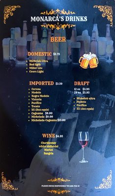 Menu photo 2 Monarca Mexican Resturant Marion, MS