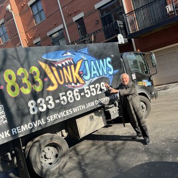 Junk Jaws - Happy customer, wanting to take a picture with the truck! - Junk Removal & Hauling Near Me - Chicago, Illinois Junk Jaws - Happy customer, wanting to take a picture with the truck! - Junk Removal & Hauling Near Me - Chicago, Illinois