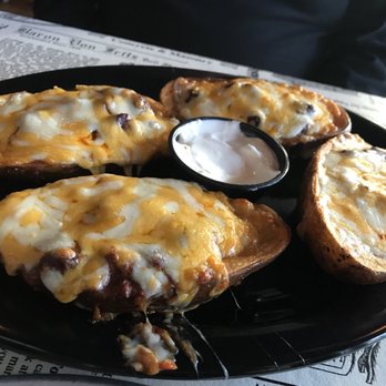 The Kettle Black - Special Potato skins stuffed with Firehouse Chili. Tasty well made but didn't firehouse indicate spicy rather then cloyingly sweet? - Burgers Near Me - Staten Island, New York The Kettle Black - Special Potato skins stuffed with Firehouse Chili. Tasty well made but didn't firehouse indicate spicy rather then cloyingly sweet? - Burgers Near Me - Staten Island, New York