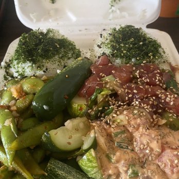 Jus' Poke - Shoyu Poke and Spicy Poke Pickled Cucumbers - Hawaiian Near Me - Redondo Beach, California