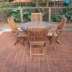 Professional Power Washing - Brick and teak wood furniture sealed with Linseed Oil