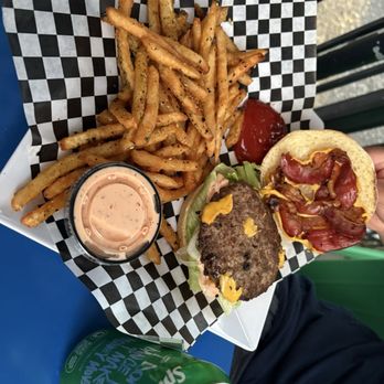 Teriyaki Moto - Stock burger with added bacon - Burgers Near Me - Beaverton, Oregon Teriyaki Moto - Stock burger with added bacon - Burgers Near Me - Beaverton, Oregon