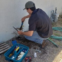 Folkrod Plumbing - Corbett Horn installing a new 3/4" ips ball valve with a new brass tee and hose bib.