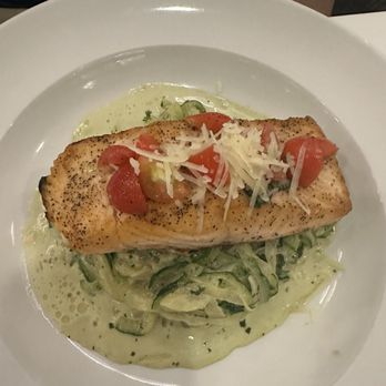 Bin 100 Restaurant - Salmon with Pesto zucchini noodles - Italian Near Me - Milford, Connecticut Bin 100 Restaurant - Salmon with Pesto zucchini noodles - Italian Near Me - Milford, Connecticut