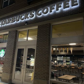 Starbucks - Store front.  Waiting outside. - Coffee & Tea Near Me - Notre Dame, Indiana