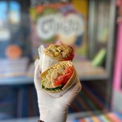 Juicy's Wellness Cafe - Spicy Buffalo chickpea wrap