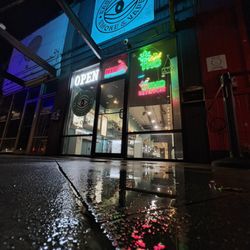 Front of store night time