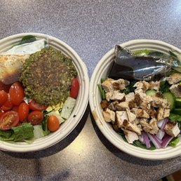 Spicy Honey Ranch salad with falafel and Asian salad with chicken Spicy Honey Ranch salad with falafel and Asian salad with chicken