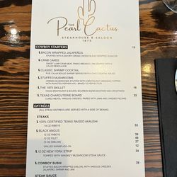 The Pearl Cactus Steakhouse and Saloon - Menu