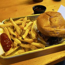 Brisket sandwich with fries