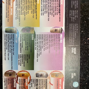 Kung Fu Tea - Menu for bubble tea - Bubble Tea Near Me - Philadelphia, Pennsylvania