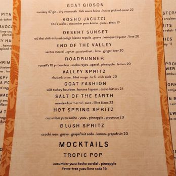 Valley Goat - Drinks Cocktail Menu Sep 2025 - New American Near Me - Sunnyvale, California Valley Goat - Drinks Cocktail Menu Sep 2025 - New American Near Me - Sunnyvale, California