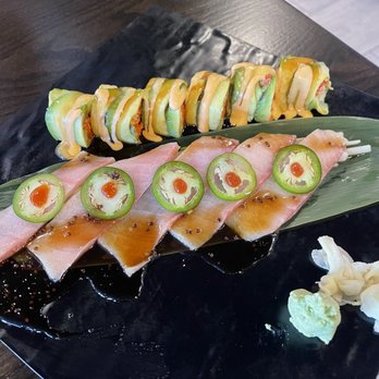 Ginza Japanese Grill - Jalapeño yellowtail sashimi and the avacado bomb - Sushi Bars Near Me - Sumter, South Carolina Ginza Japanese Grill - Jalapeño yellowtail sashimi and the avacado bomb - Sushi Bars Near Me - Sumter, South Carolina