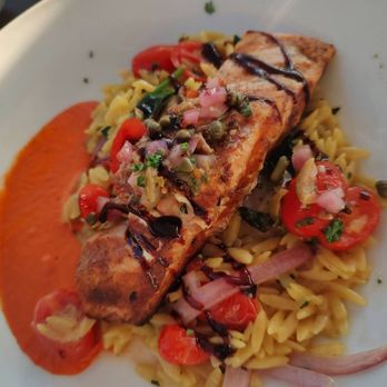 Boatwerks Waterfront Restaurant - Salmon with orzo - American Near Me - Holland, Michigan Boatwerks Waterfront Restaurant - Salmon with orzo - American Near Me - Holland, Michigan
