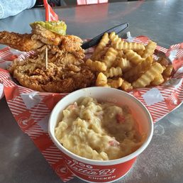 Chicken strips with crinkle fries Chicken strips with crinkle fries