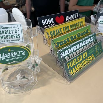 Harriett's Hamburgers - Swag on counter (they sell shirts and hats in the back) - Burgers Near Me - Charlotte, North Carolina