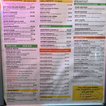 Las Mestizas - Menu - Breakfast & Brunch Near Me - San Francisco, California Las Mestizas - Menu - Breakfast & Brunch Near Me - San Francisco, California