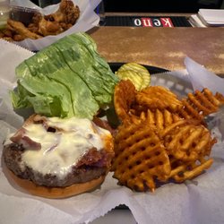 Old Mill Pub - Bacon Cheeseburger with Waffle fries