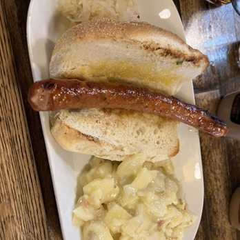Old German Beer Hall - Smoked bratwurst with Kartoffelsalat - Warm German Potato Salad. - Pubs Near Me - Milwaukee, Wisconsin Old German Beer Hall - Smoked bratwurst with Kartoffelsalat - Warm German Potato Salad. - Pubs Near Me - Milwaukee, Wisconsin