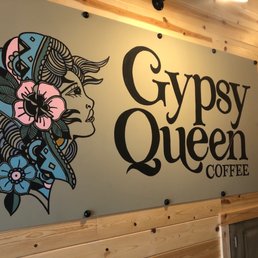 a sign for gypsy queen coffee
