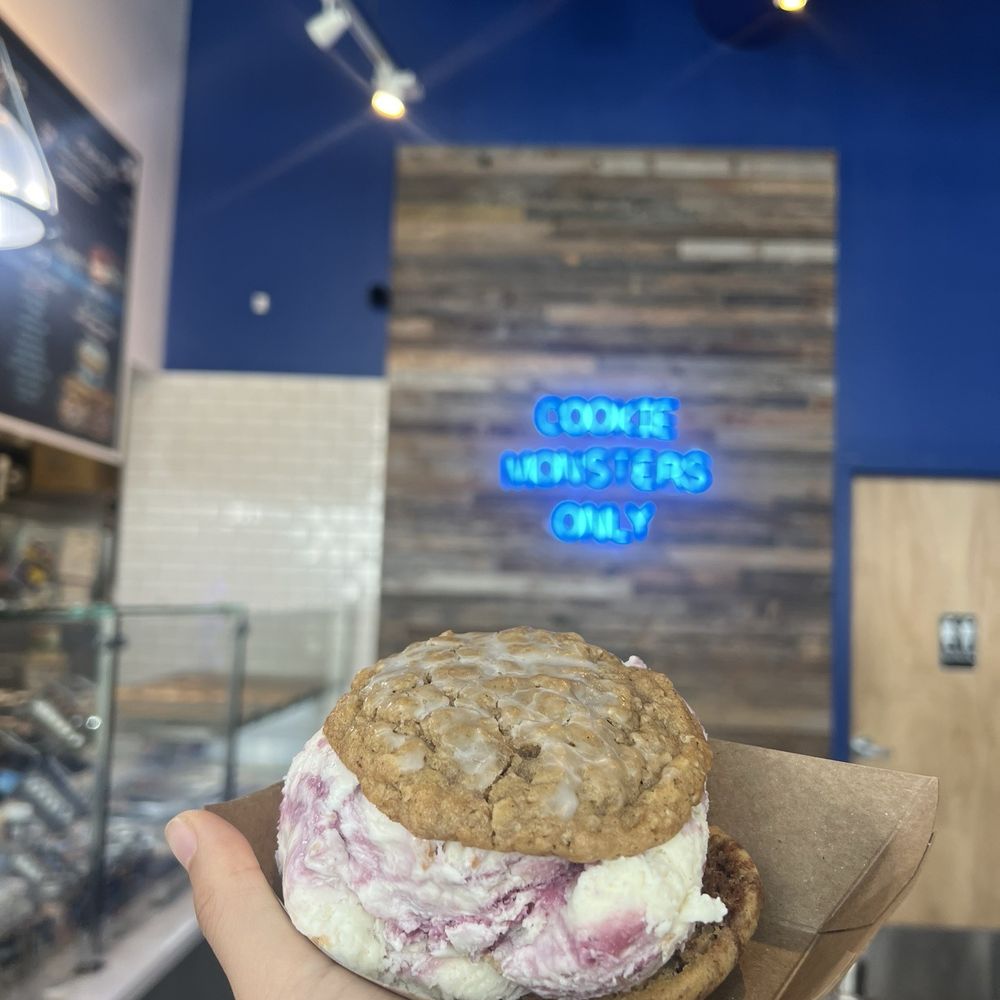 The Baked Bear - iced oatmeal (flavor of the month) cookie and nutella cookie with blackberry crumble - Ice Cream & Frozen Yogurt Near Me - Austin, Texas The Baked Bear - iced oatmeal (flavor of the month) cookie and nutella cookie with blackberry crumble - Ice Cream & Frozen Yogurt Near Me - Austin, Texas