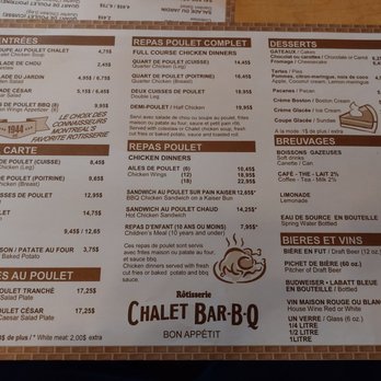 Chalet Bar B-Q - Menu - Barbeque Near Me - Montreal, Quebec Chalet Bar B-Q - Menu - Barbeque Near Me - Montreal, Quebec