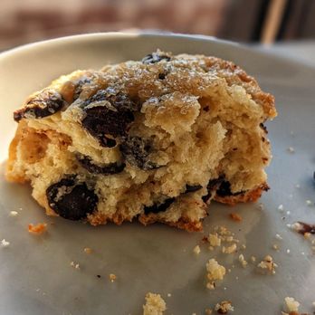 Druthers Coffee - Phone did not eat first.  Chocolate chunk scone gets a chef's kiss from me - Coffee & Tea Near Me - Stony Brook, New York