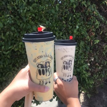 Oops Boba Tea & Coffee - Left: Oreo Brulee Matcha Milk Tea Special Right: Jasmine Milk Tea with boba - Bubble Tea Near Me - Arcadia, California Oops Boba Tea & Coffee - Left: Oreo Brulee Matcha Milk Tea Special Right: Jasmine Milk Tea with boba - Bubble Tea Near Me - Arcadia, California