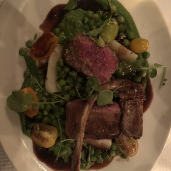 Le Bilboquet - Lamb loin, English Puree, Baby Turnips, Marinated Tomatoes. - French Near Me - Atlanta, Georgia Le Bilboquet - Lamb loin, English Puree, Baby Turnips, Marinated Tomatoes. - French Near Me - Atlanta, Georgia