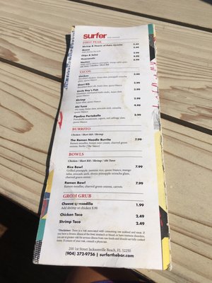 Menu photo 4 Surfer The Bar Jacksonville Beach, FL Menu photo 4 Surfer The Bar Jacksonville Beach, FL