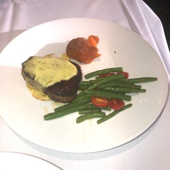 Bon Appetit - 8 oz Filet Mignon with sweet potato croquette that tastes like a deep fried donut . Sting beans Tasty - New American Near Me - Dunedin, Florida