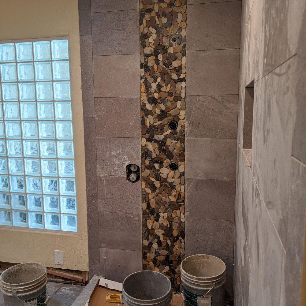 No Worries Tiling - Pebble Mosaic waterfall - Tiling Near Me No Worries Tiling - Pebble Mosaic waterfall - Tiling Near Me