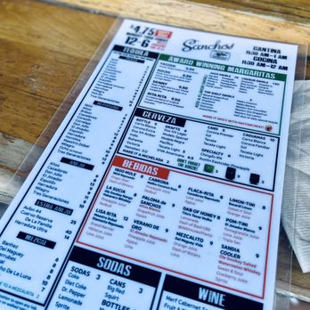 Sanchos - Menu - Cocktail Bars Near Me - San Antonio, Texas