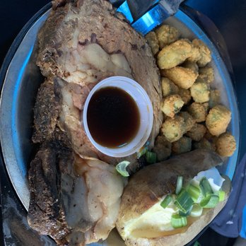 The Blu Pig - The chunk fat is right under the sauce. But the baked potato was good. - Barbeque Near Me - Moab, Utah The Blu Pig - The chunk fat is right under the sauce. But the baked potato was good. - Barbeque Near Me - Moab, Utah