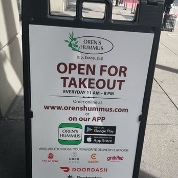 Oren's Hummus - Two ways to order: online (for pickup) or through a food delivery app. - Mediterranean Near Me - San Francisco, California Oren's Hummus - Two ways to order: online (for pickup) or through a food delivery app. - Mediterranean Near Me - San Francisco, California