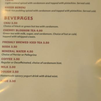 Pamir Kabob House - Back menu page - Afghan Near Me - La Jolla, California