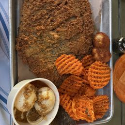Local Fish Fry; Garlic Eggs; Sweet Potato Fries; Hushpuppies- everything was wonderful! Local Fish Fry; Garlic Eggs; Sweet Potato Fries; Hushpuppies- everything was wonderful!
