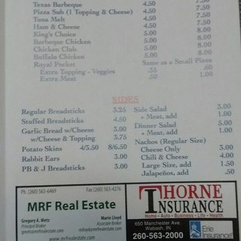 Pizza King - the menu for the restaurant - Pizza Near Me - Wabash, Indiana