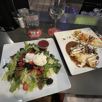 The Dish Room - Black Goat Salad and Butternut Squash Enchiladas - New American Near Me - Burlington, Colorado The Dish Room - Black Goat Salad and Butternut Squash Enchiladas - New American Near Me - Burlington, Colorado