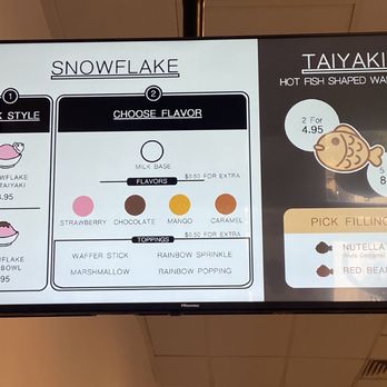 Taiyaki Sweet - 10/26/2024 Snowflake & Taiyaki Menu - Ice Cream & Frozen Yogurt Near Me - Clearfield, Utah Taiyaki Sweet - 10/26/2024 Snowflake & Taiyaki Menu - Ice Cream & Frozen Yogurt Near Me - Clearfield, Utah