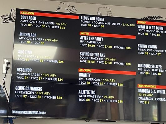 Menu photo 2 Burning Bridge Brewing West Covina, CA